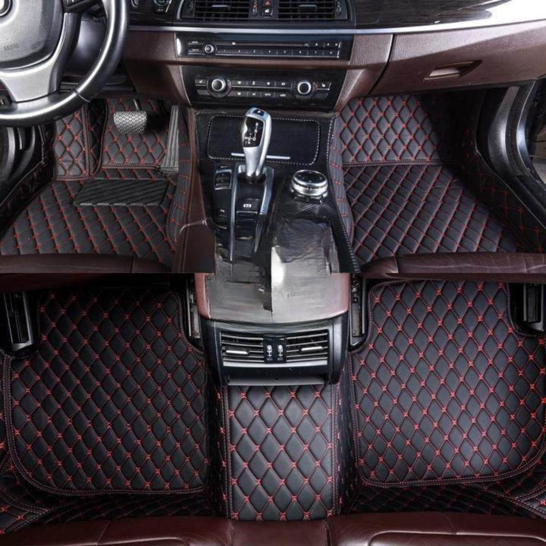 Tapis De Voiture Imperméables – Style Sport Noir & Rouge