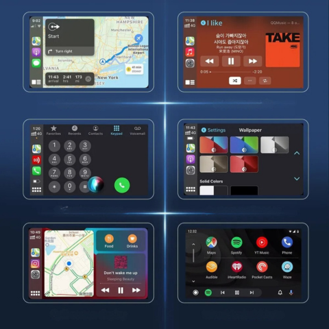 شاشة متعددة الوسائط اللاسلكية للسيارات - توافق عالمي 