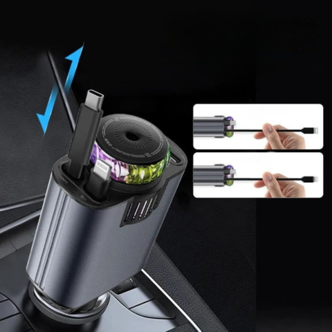 Cargador de Coche Multifuncional — Carga Rápida y Difusor de Aromas 