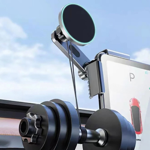 Podpora telefonu pro Tesla — magnetické upevnění a bezdrátové nabíjení 