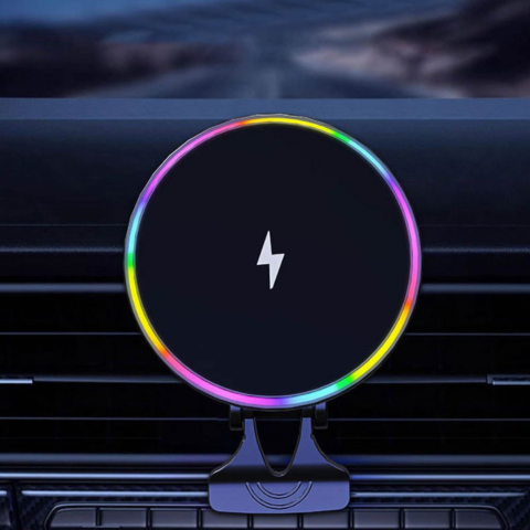 حامل هاتف السيارة - شحن لاسلكي وإضاءة LED 