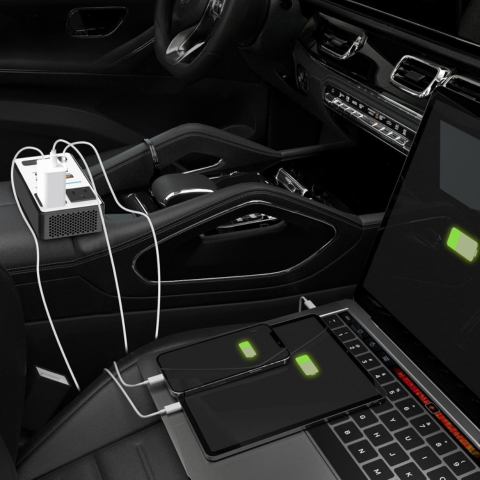 Convertor de curent auto – prize de perete și porturi USB rapide 