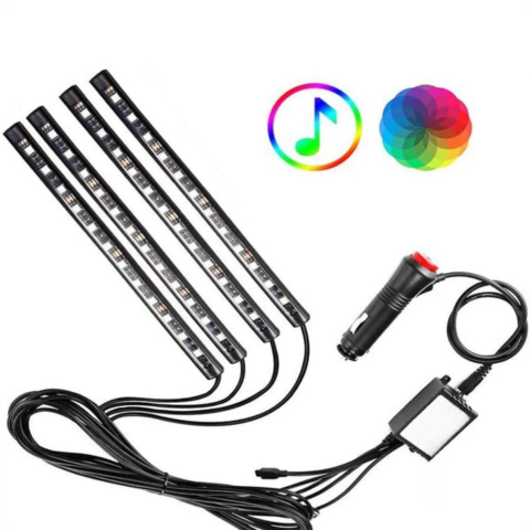 LED Ambient Bil Lys – Multifarvede Lys Reaktive Til Lyd 