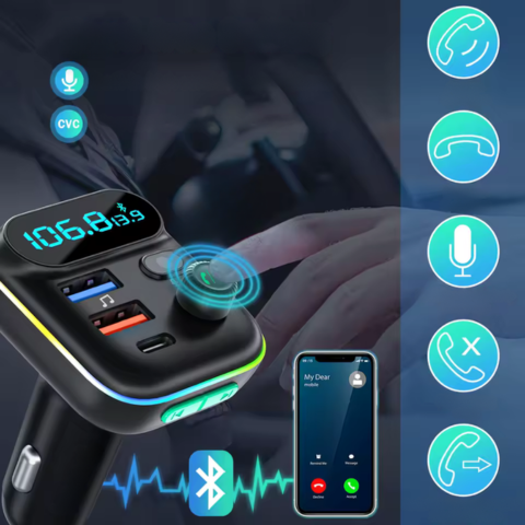 FM Bluetooth-sändare för bil — Klara samtal & trådlös musik 