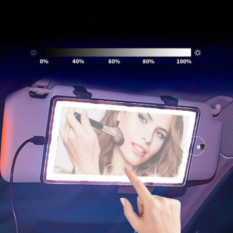 Espejo LED De Parasol Para Coche – Iluminación Ajustable Y Recargable 