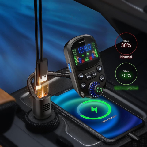 Émetteur FM Multifonction Pour Voiture — Musique & Assistant Vocal
