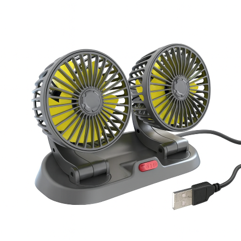 Ventilador automático de doble cabezal - Alimentación por USB o mechero