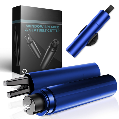 Młotek ratunkowy do samochodu – tłuczek do szyb i nóż do pasów 