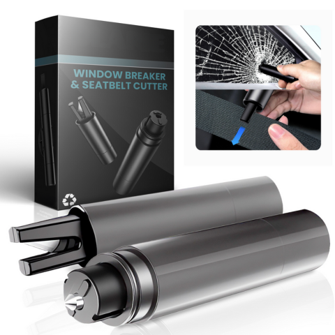 Młotek ratunkowy do samochodu – tłuczek do szyb i nóż do pasów 