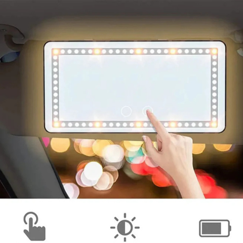 Led Car Make Up Mirror - Diseño Compacto y Luz Ajustable