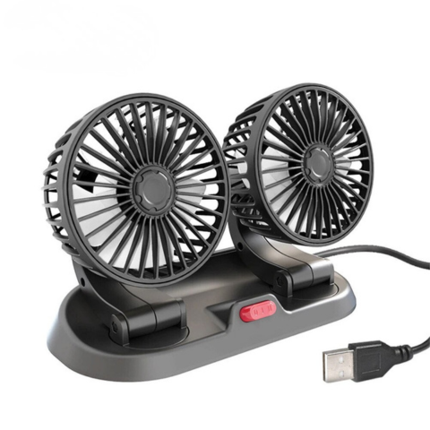 Ventilador automático de doble cabezal - Alimentación por USB o mechero