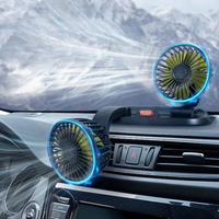 Ventilador automático de doble cabezal - Alimentación por USB o mechero