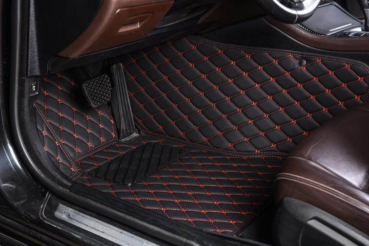 Tapis De Voiture Imperméables – Style Sport Noir & Rouge